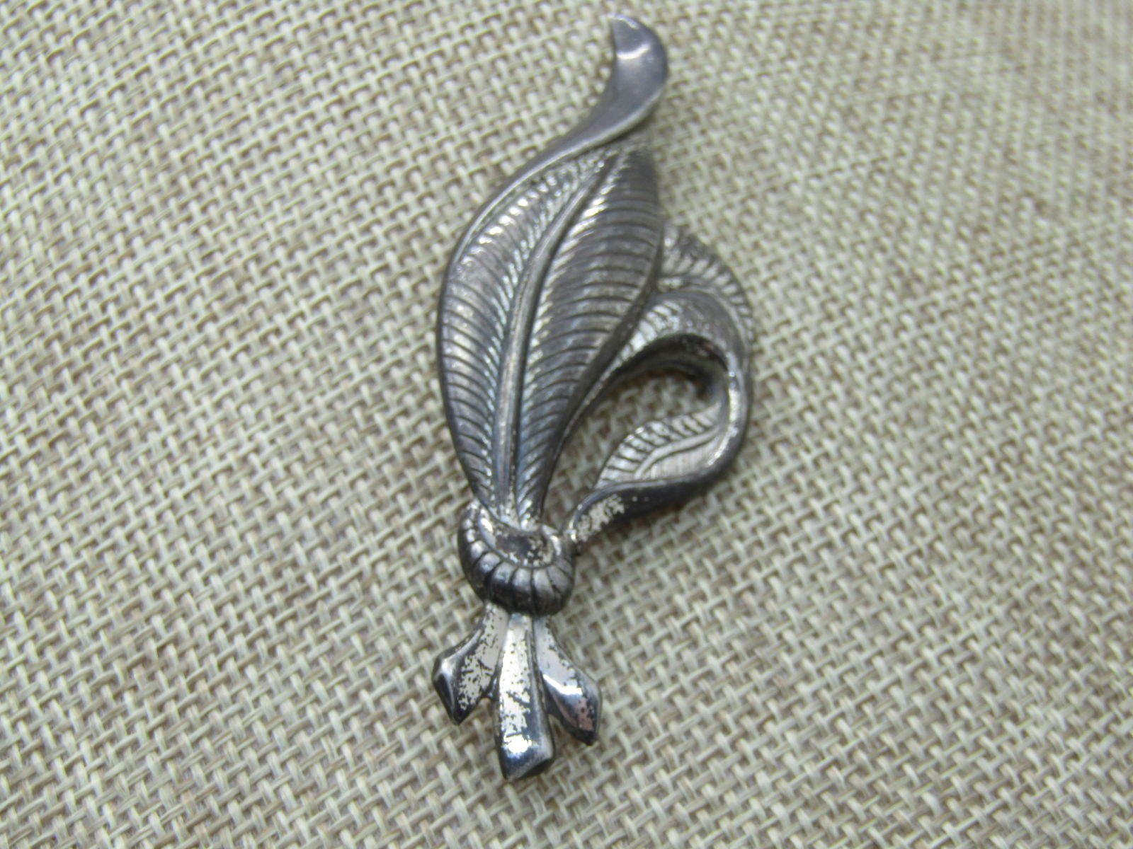 Vintage Danecraft Sterling Leaf Brooch, Mid-Century, 3" - 2