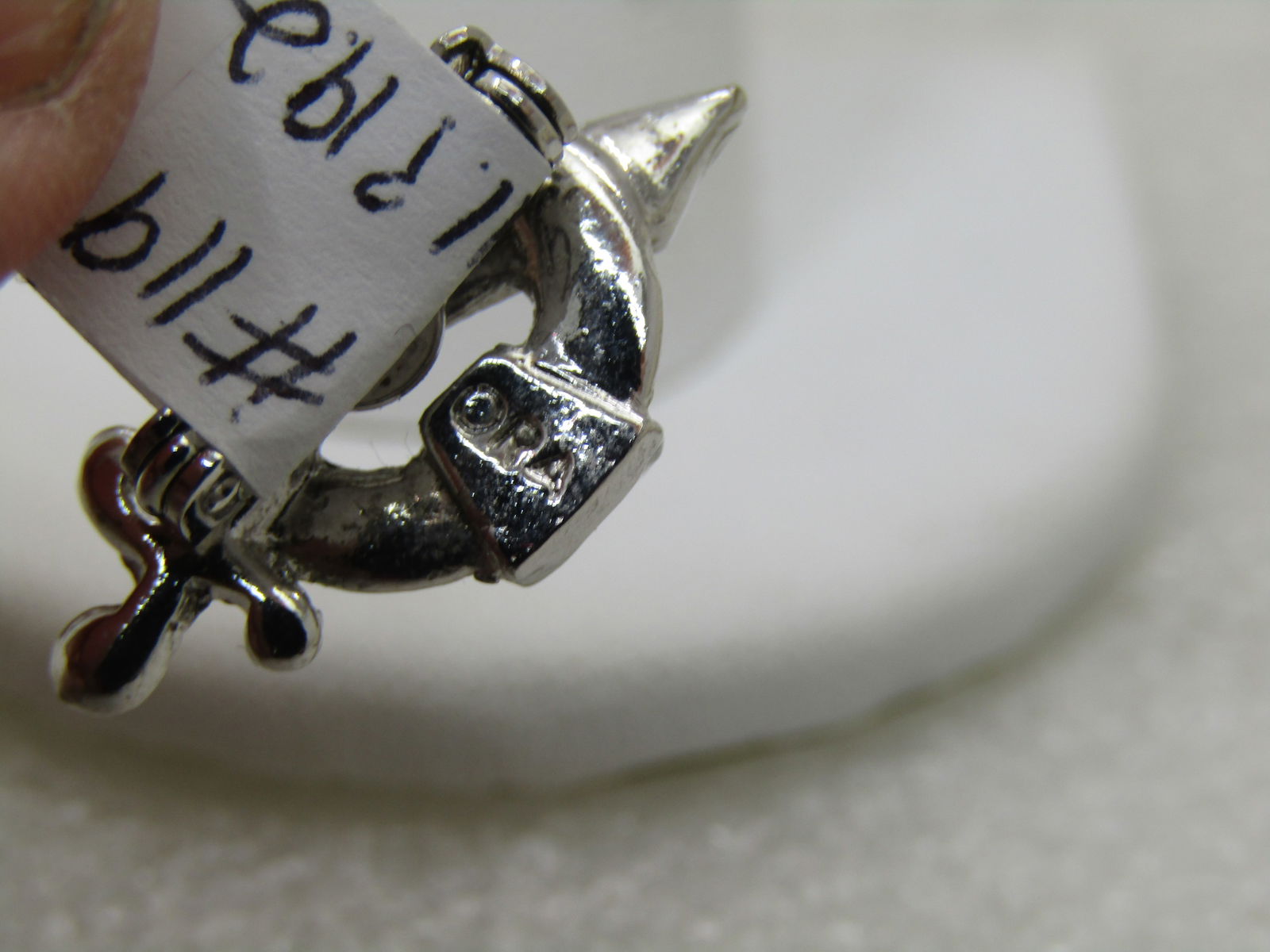 Vintage Shriner's Rhinestone Brooch, Signed ORA, Silver Tone, 1" - 5