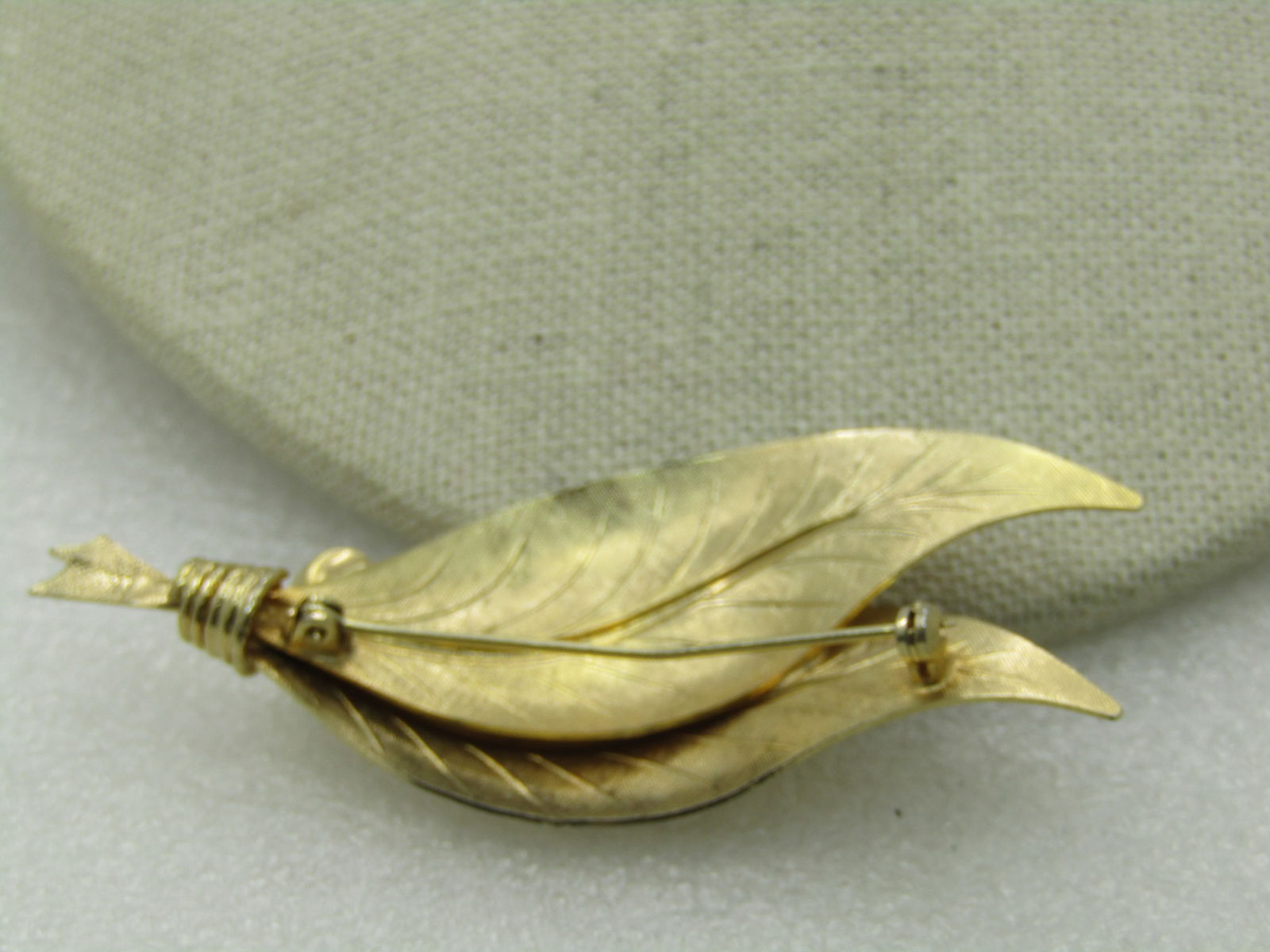 Vintage Double Leaf Faux Pearl Brooch, 1960's-1970's, 3" - 5