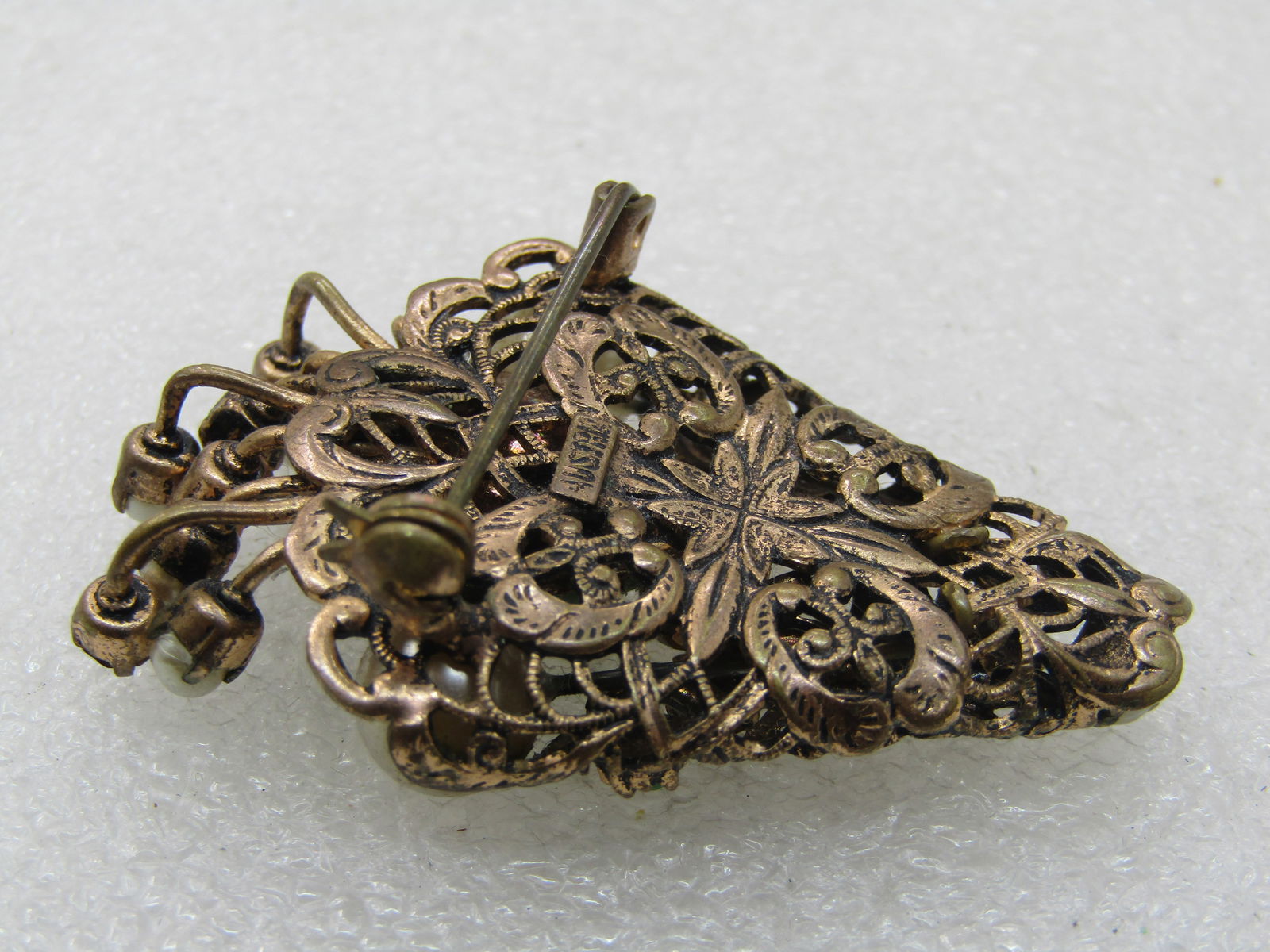 Vintage Austrian Crystal & Faux Pearl Brooch, 1920's-1930's - 5