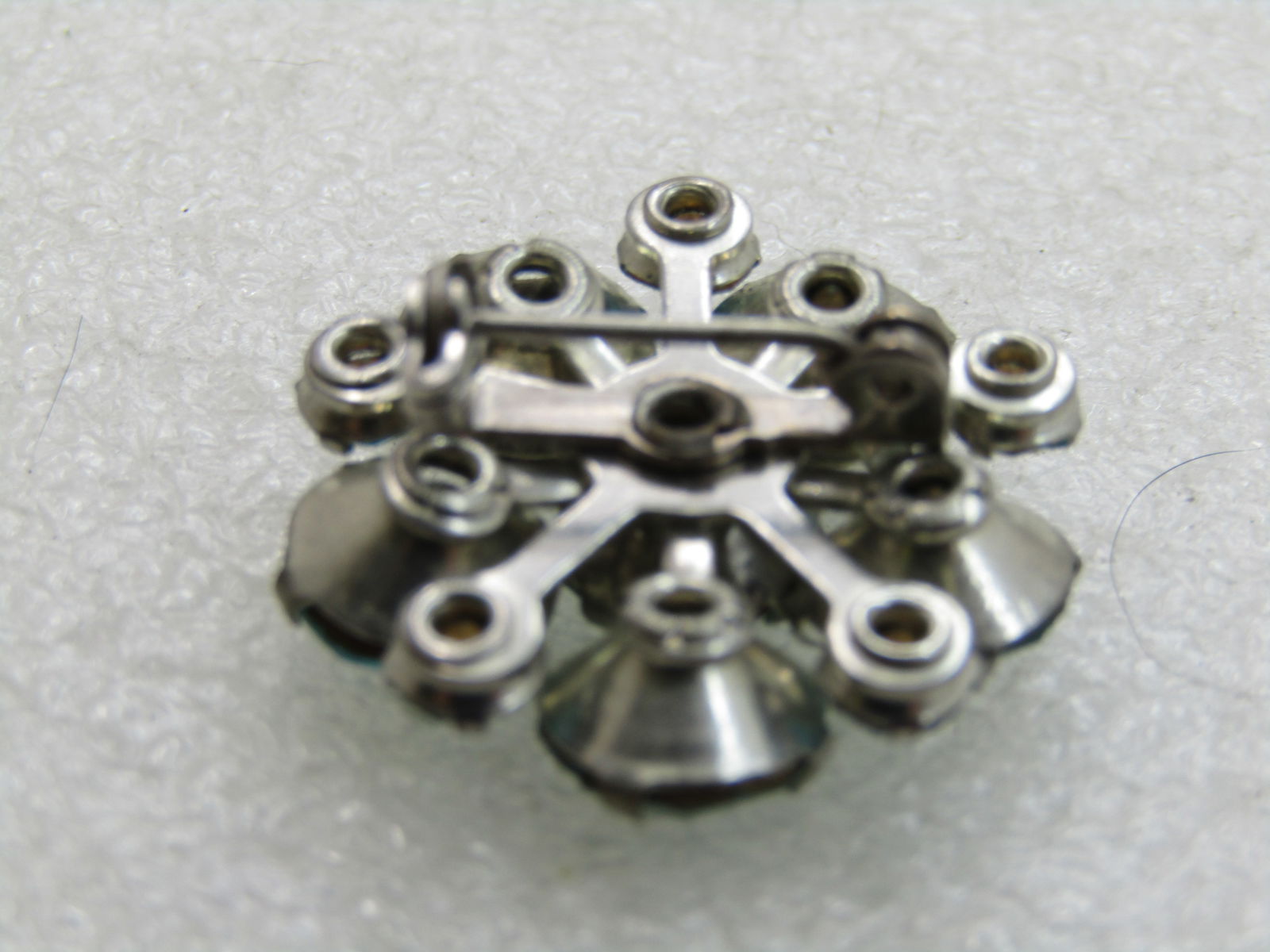 Vintage Aqua Rhinestone Blossom Brooch, 1960's - 5