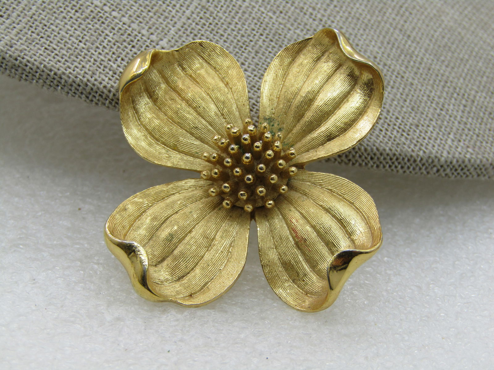 Vintage Trifari Dogwood Brooch, Gold Tone, 1970's - 2