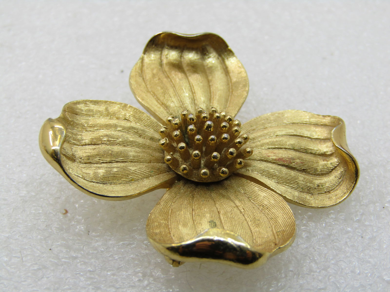 Vintage Trifari Dogwood Brooch, Gold Tone, 1970's - 4