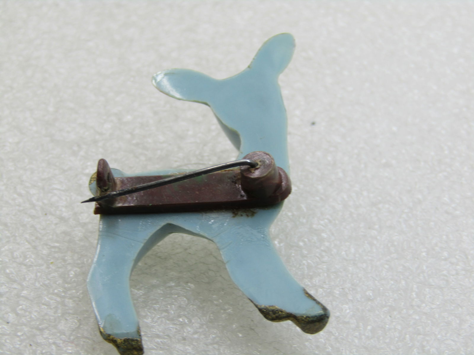 Vintage Blue Arylic & Painted Fawn/Deer Brooch, 1950's-1960's - 7