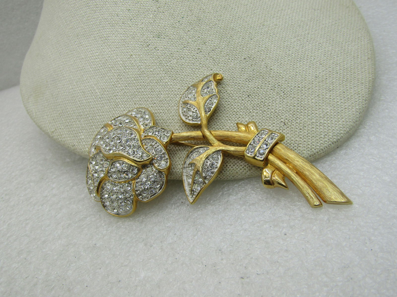 Vintage Nolan Miller Pave Rhinestone Rose Brooch, 3.5" - 2