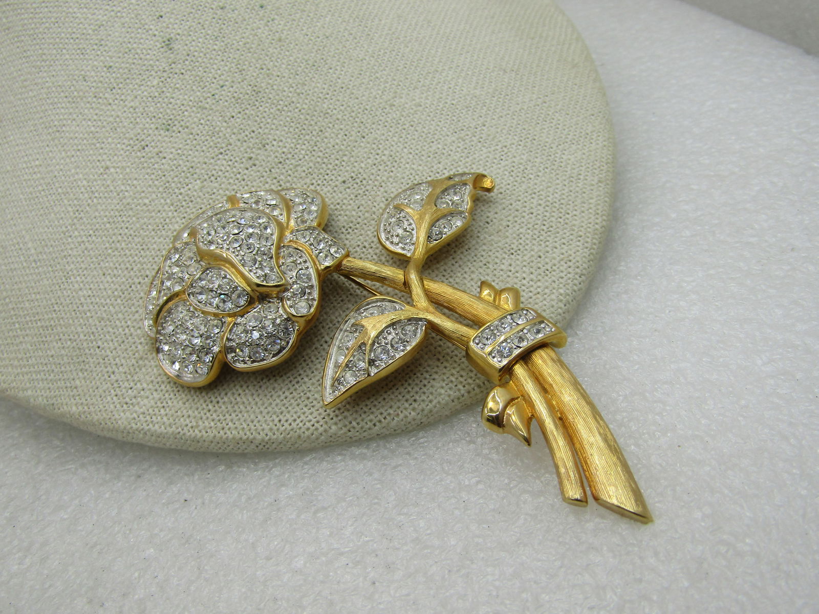 Vintage Nolan Miller Pave Rhinestone Rose Brooch, 3.5" - 3