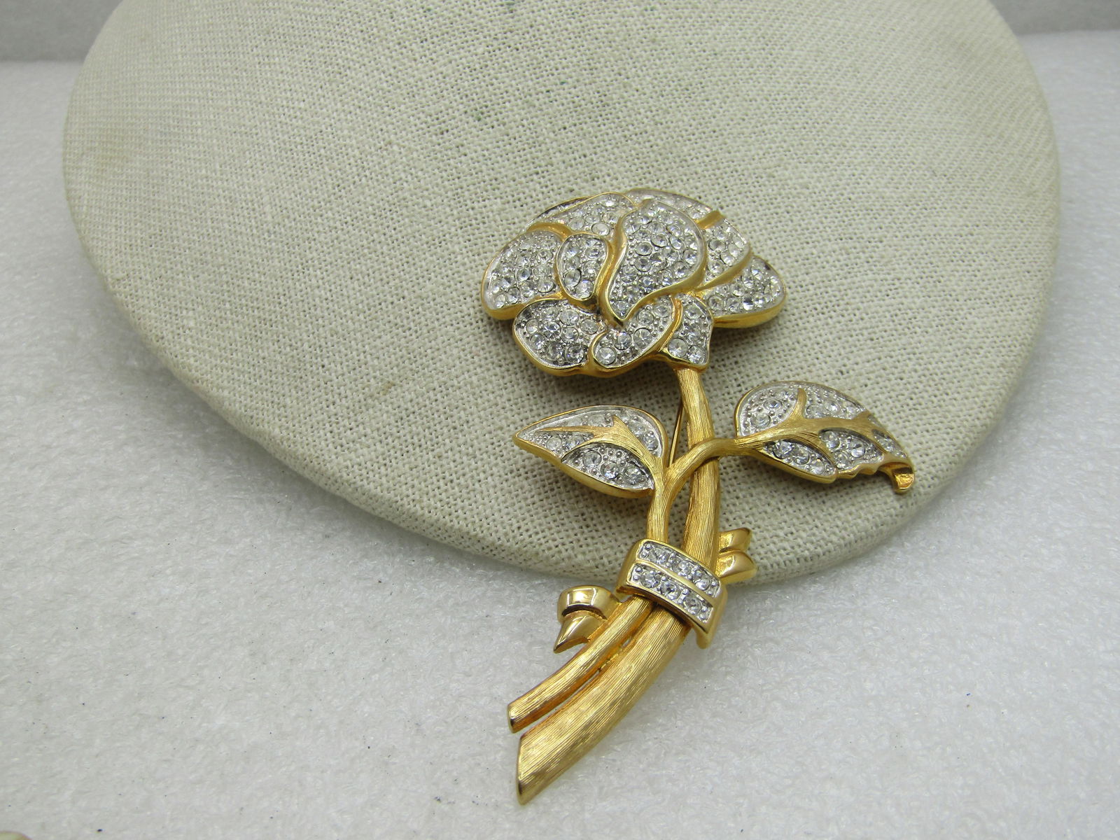 Vintage Nolan Miller Pave Rhinestone Rose Brooch, 3.5" - 7