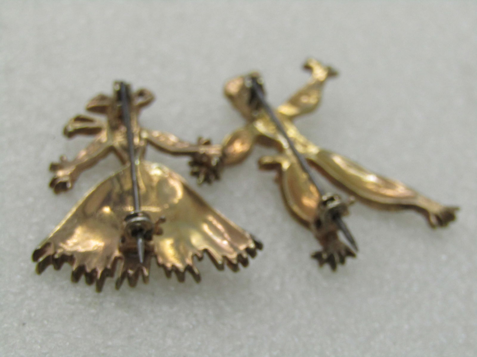 Vintage Sterling Pair Calypso Dancers Brooches, Man/Woman, Gold Washed 1950's-1960's - 4