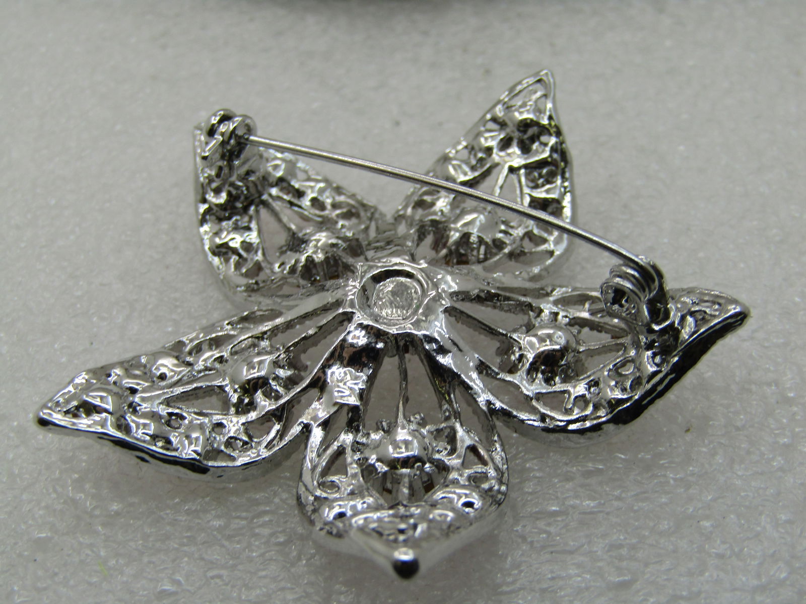 Pink Rhinestone Filigree Floral Brooch, 2" - 5