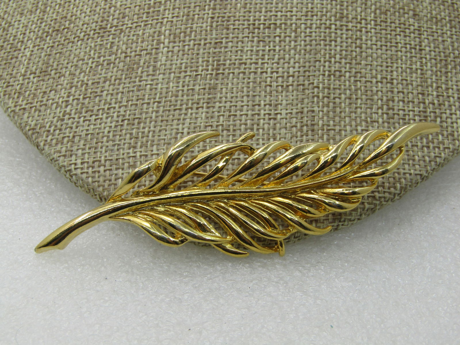 Vintage Long Leaf Brooch, 1960's, Gold Tone, 3.25" - 3