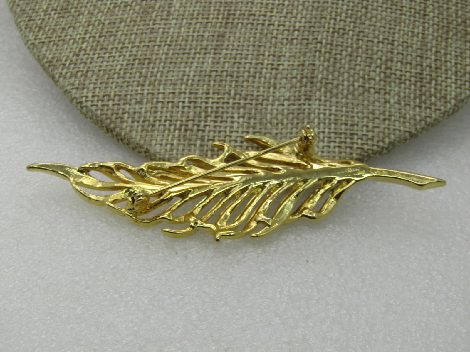 Vintage Long Leaf Brooch, 1960's, Gold Tone, 3.25" - 5