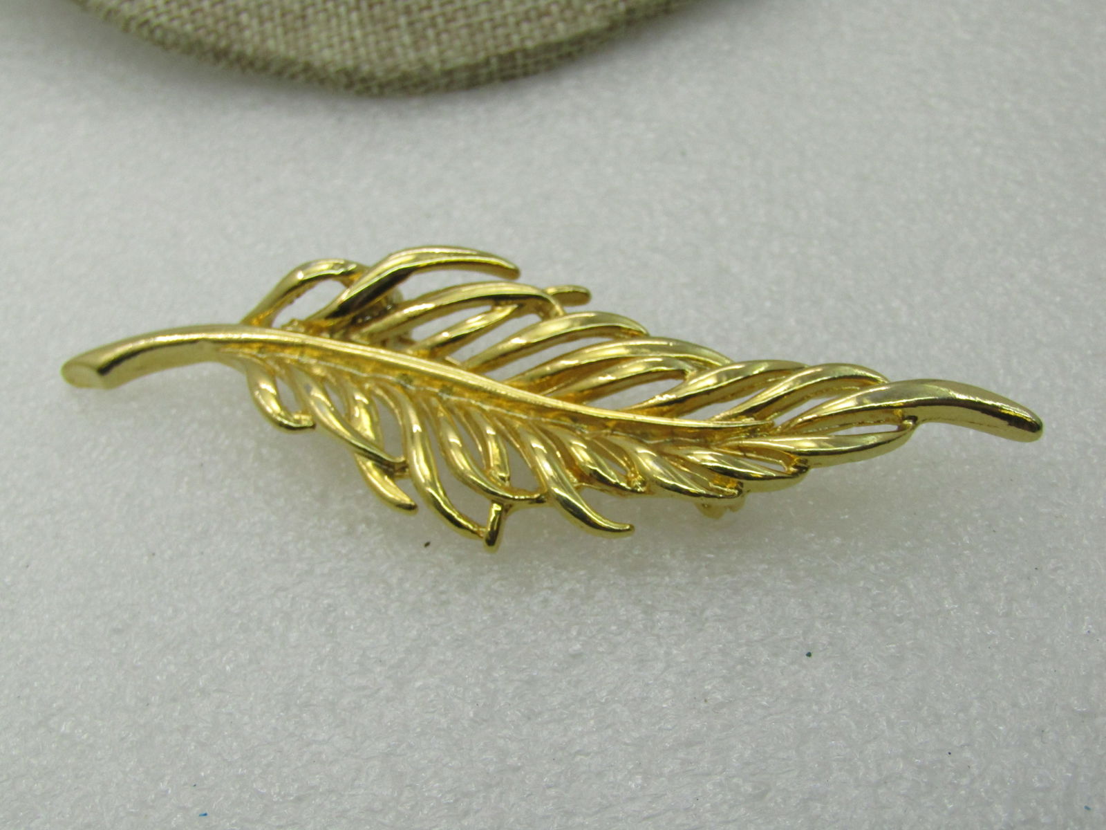 Vintage Long Leaf Brooch, 1960's, Gold Tone, 3.25" - 6