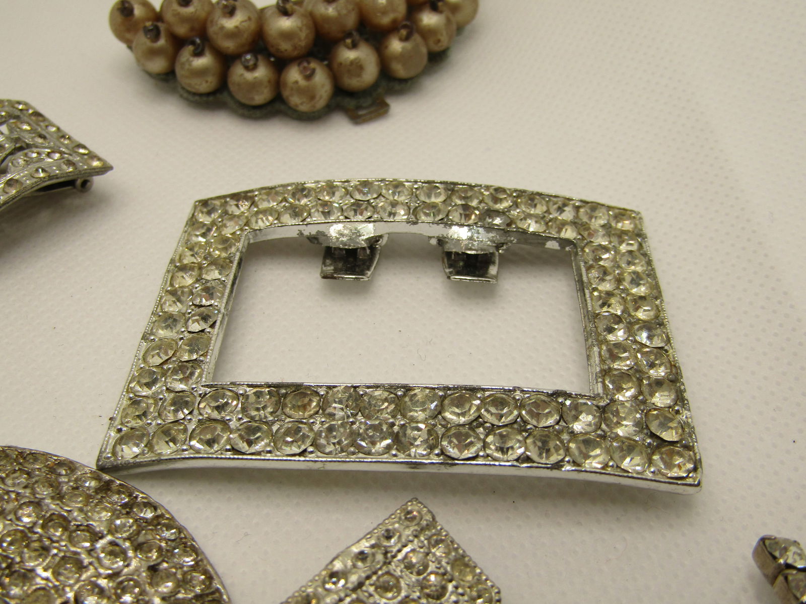 Vintage Lot Rhinestone Shoe Clips, Buckles, Brooches - 8 Pcs, Repurpose/Repair/Wear - 4