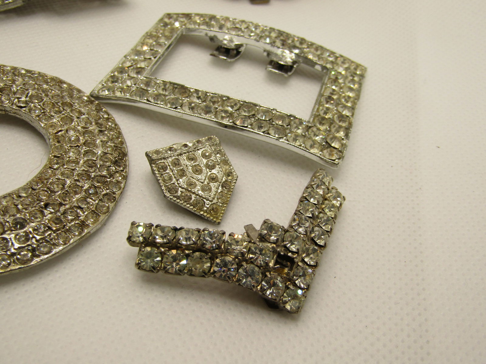 Vintage Lot Rhinestone Shoe Clips, Buckles, Brooches - 8 Pcs, Repurpose/Repair/Wear - 5
