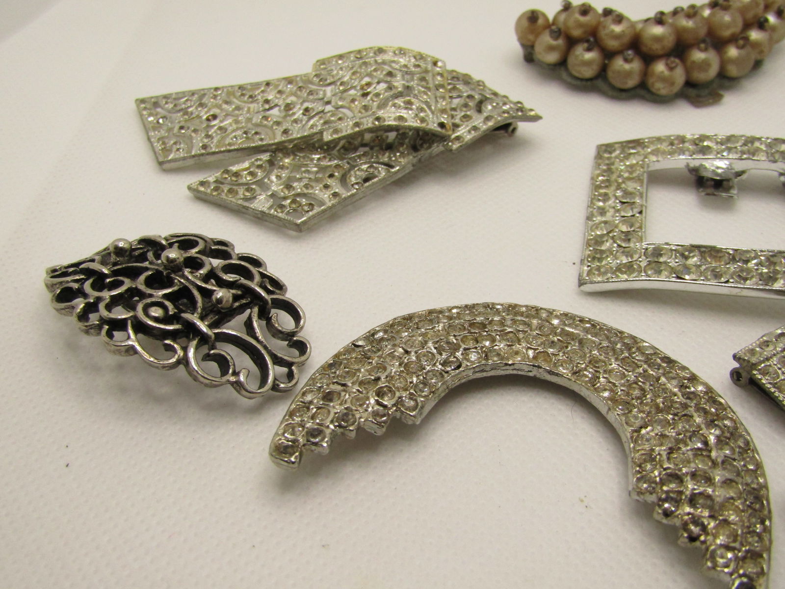 Vintage Lot Rhinestone Shoe Clips, Buckles, Brooches - 8 Pcs, Repurpose/Repair/Wear - 6