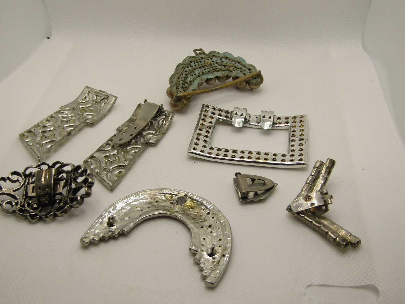 Vintage Lot Rhinestone Shoe Clips, Buckles, Brooches - 8 Pcs, Repurpose/Repair/Wear - 7