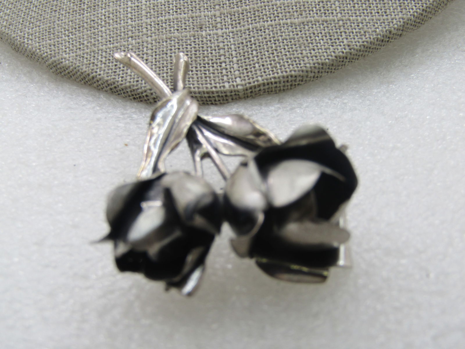 Vintage Sterling Jewel Art Brooch, Double Rose Brooch, 1960's, - 3