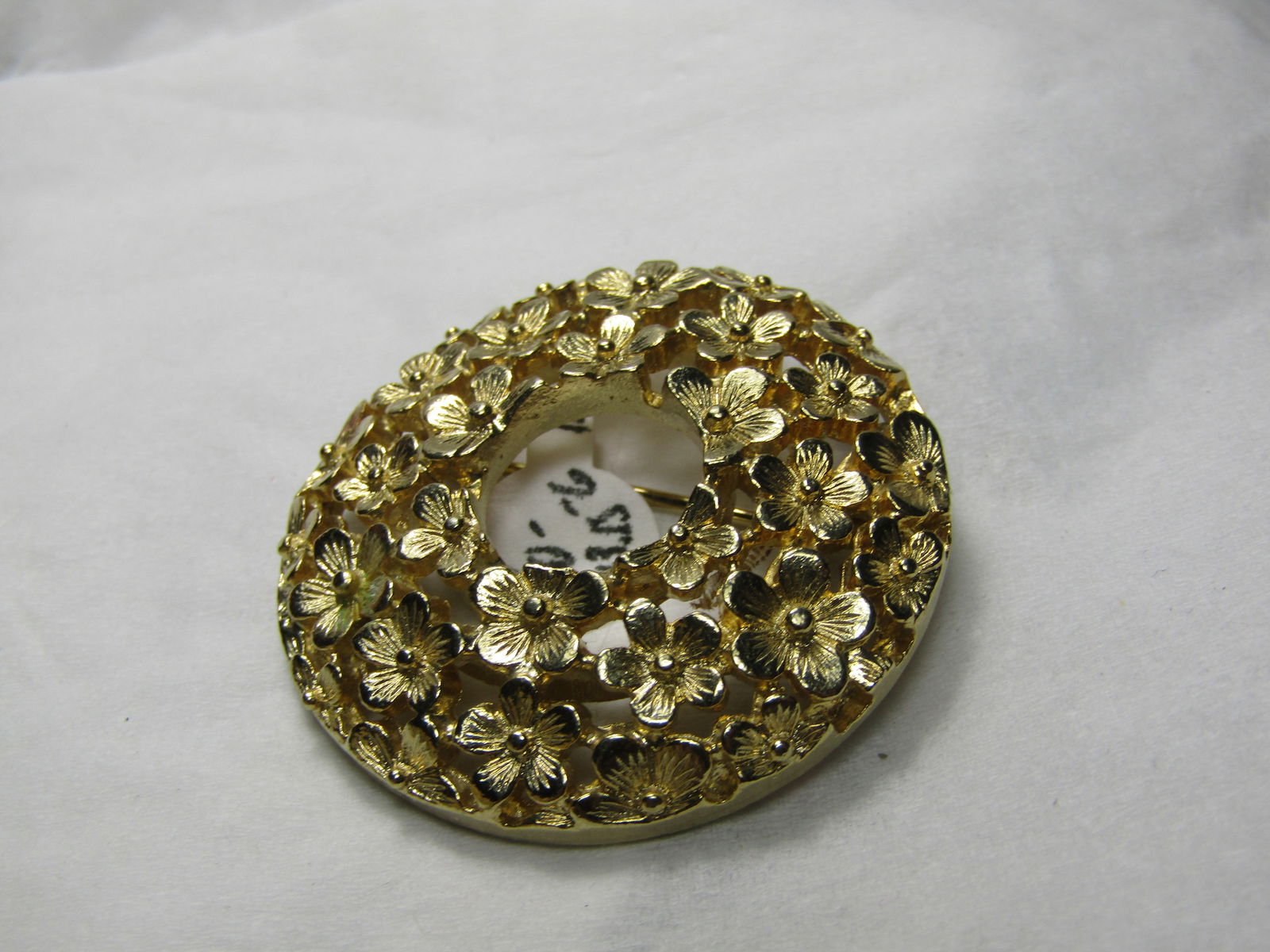 Vintage Forget-Me-Not Brooch, Gold Tone, 1.5" - 2