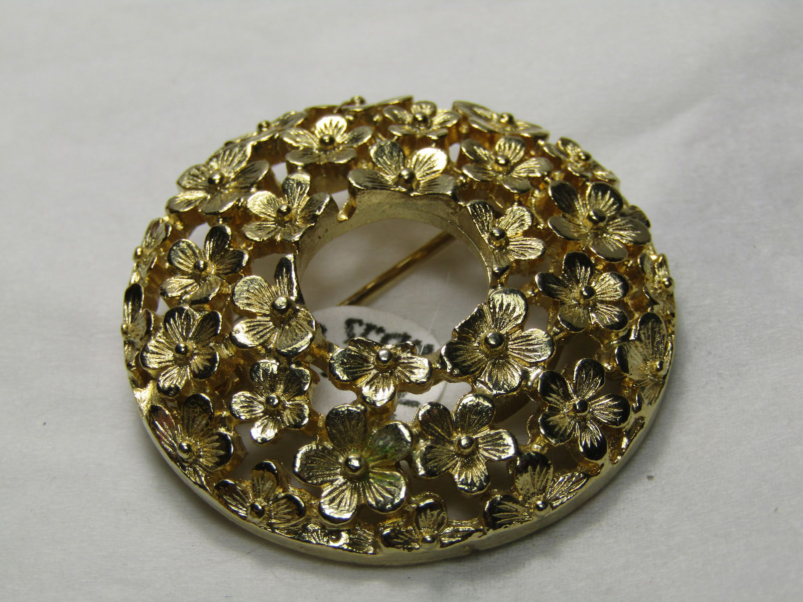 Vintage Forget-Me-Not Brooch, Gold Tone, 1.5" - 3