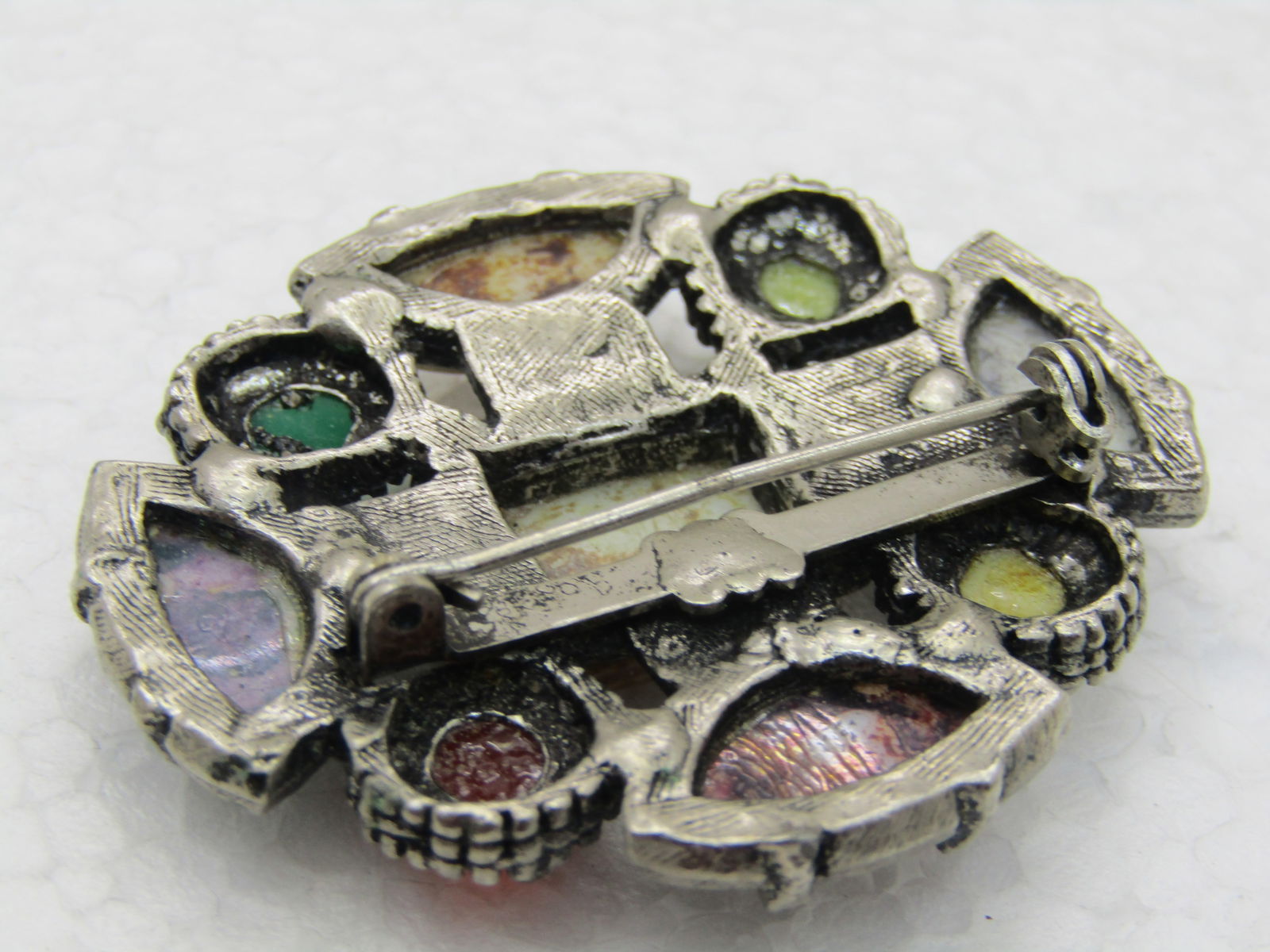 Vintage Faux Agate Medieval Brooch, 2" by 1.75" - 5