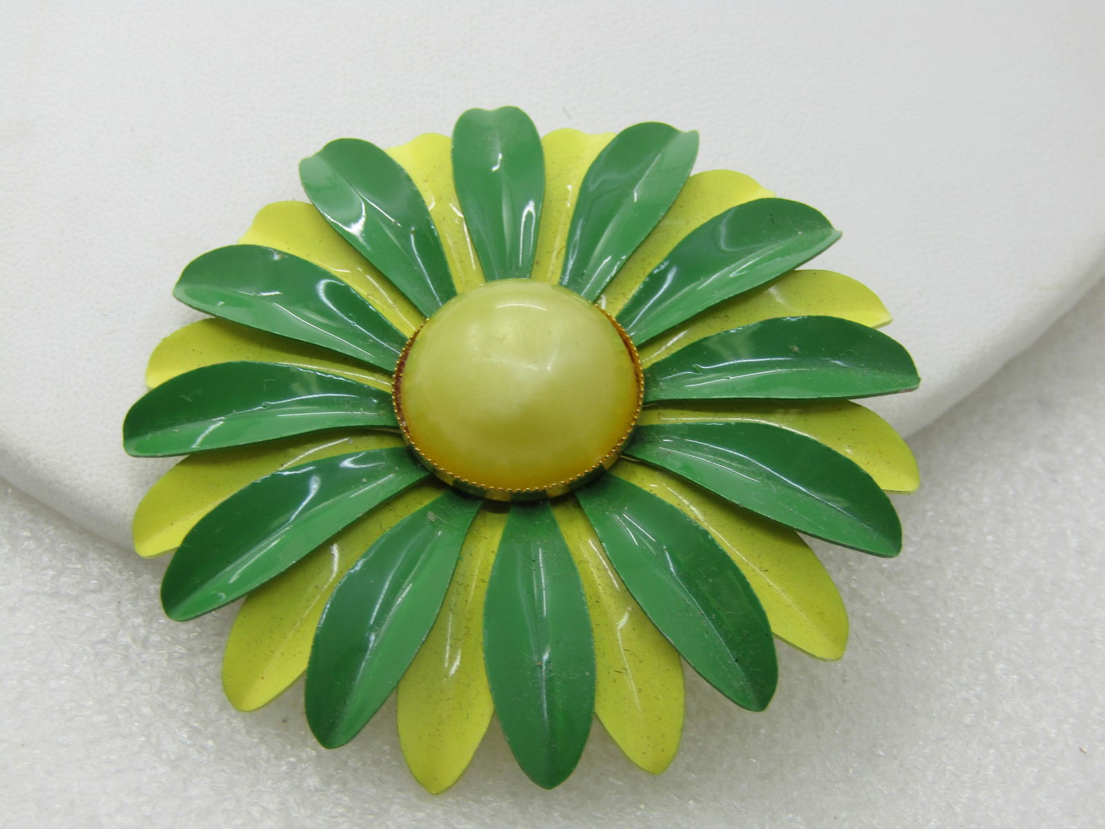Vintage Enameled Brooch, 1960's, Green & Yellow, Moonglow, Original Card - 4
