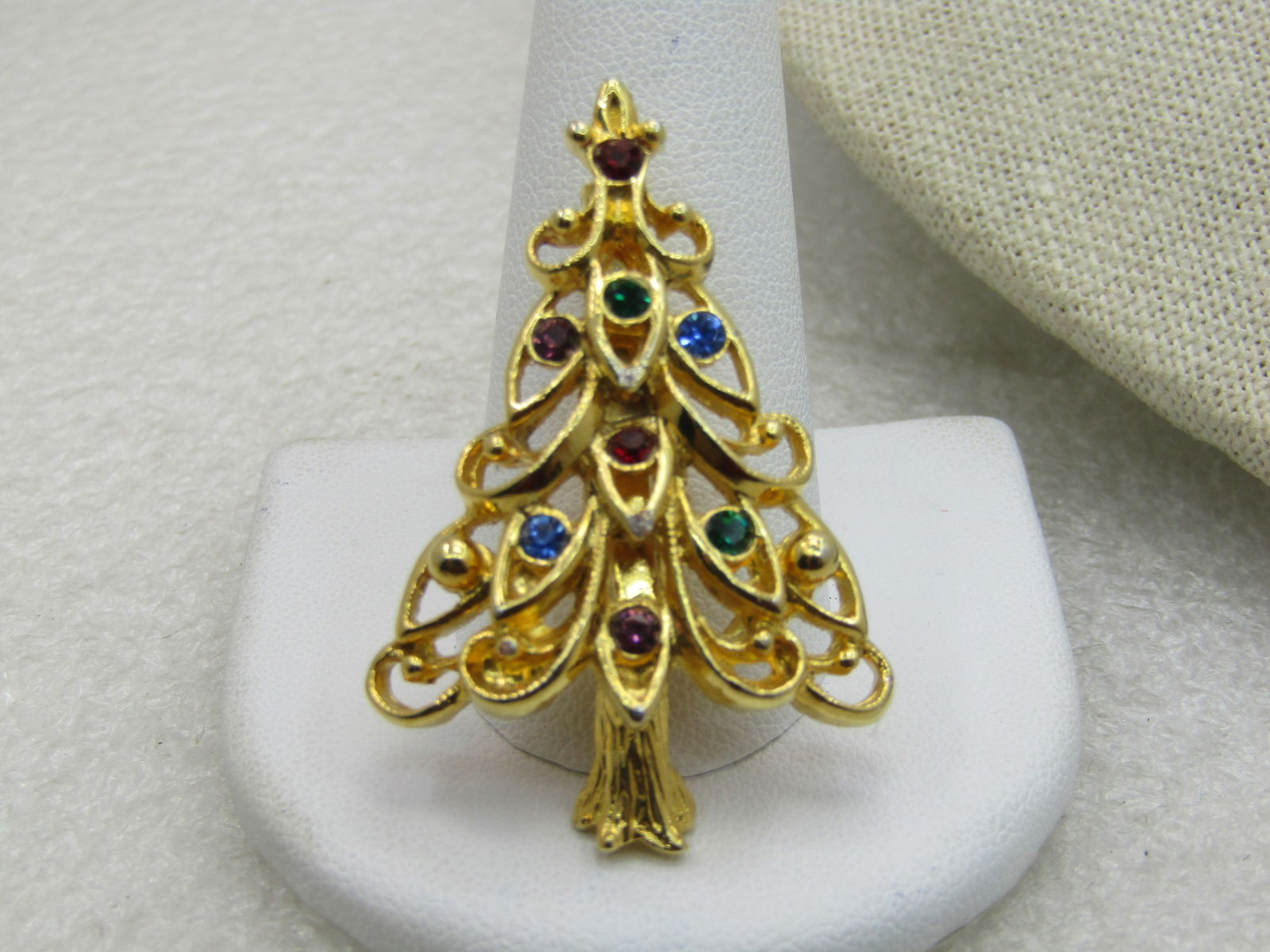 Vintage Eisenberg Ice Rhinestone Christmas Tree Brooch 2.25", 1960's - 2
