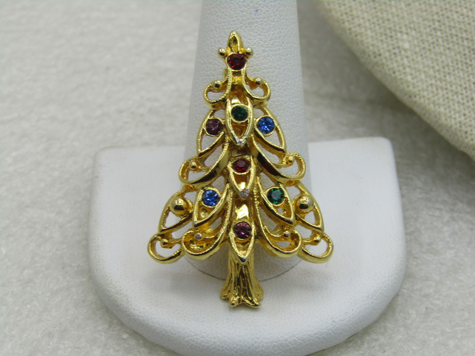 Vintage Eisenberg Ice Rhinestone Christmas Tree Brooch 2.25", 1960's - 3