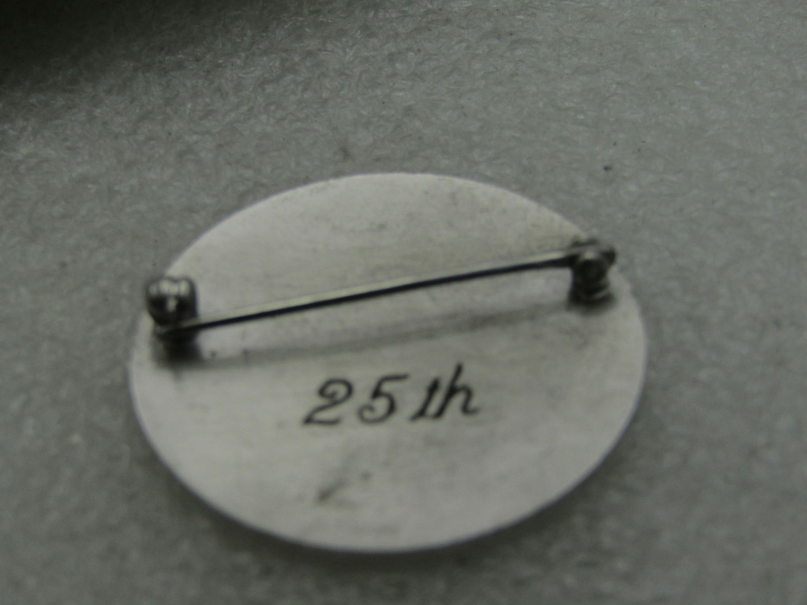 Vintage Sterling Engraved SWM Circle Brooch, 1.25", 25th Engraved on Back - 4