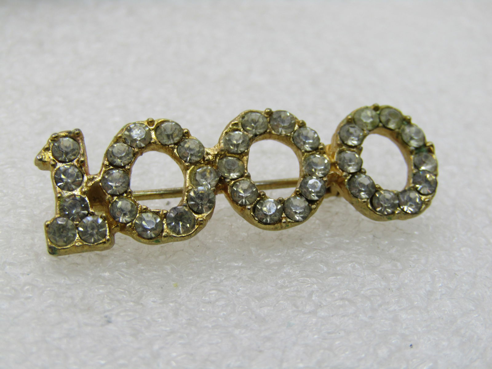 Vintage Rhinestone 1000 Brooch, 1.5" - 2
