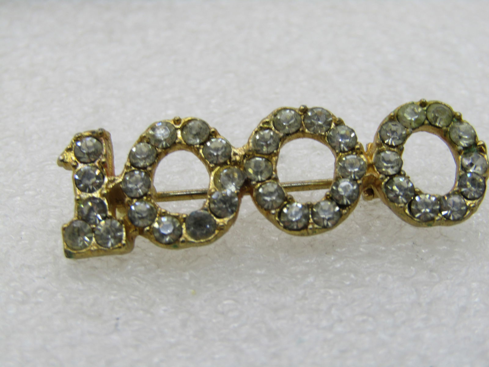 Vintage Rhinestone 1000 Brooch, 1.5" - 4