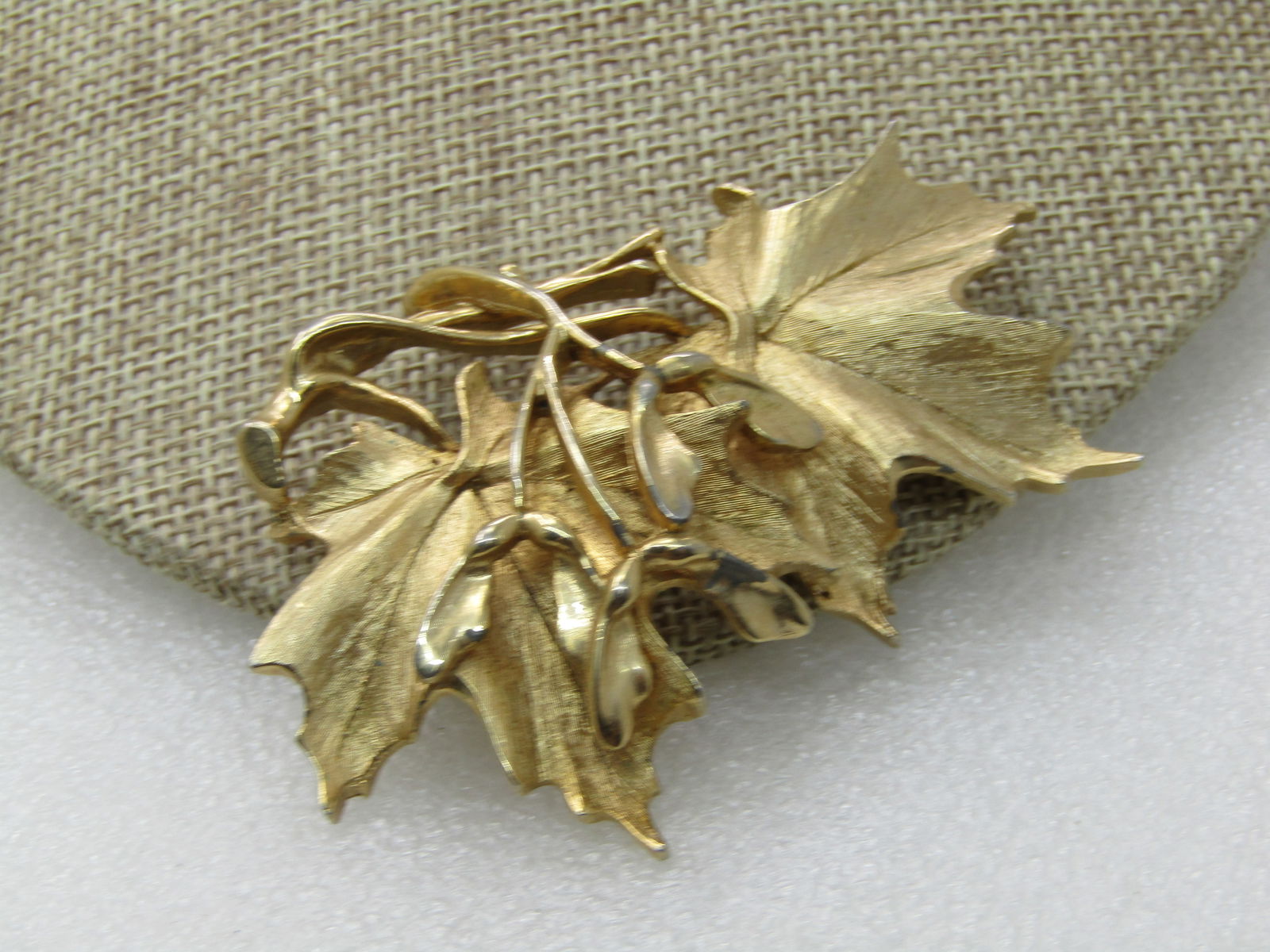 Vintage Leaf Cluster Brooch, Gold Tone, 3" by 2" - 2