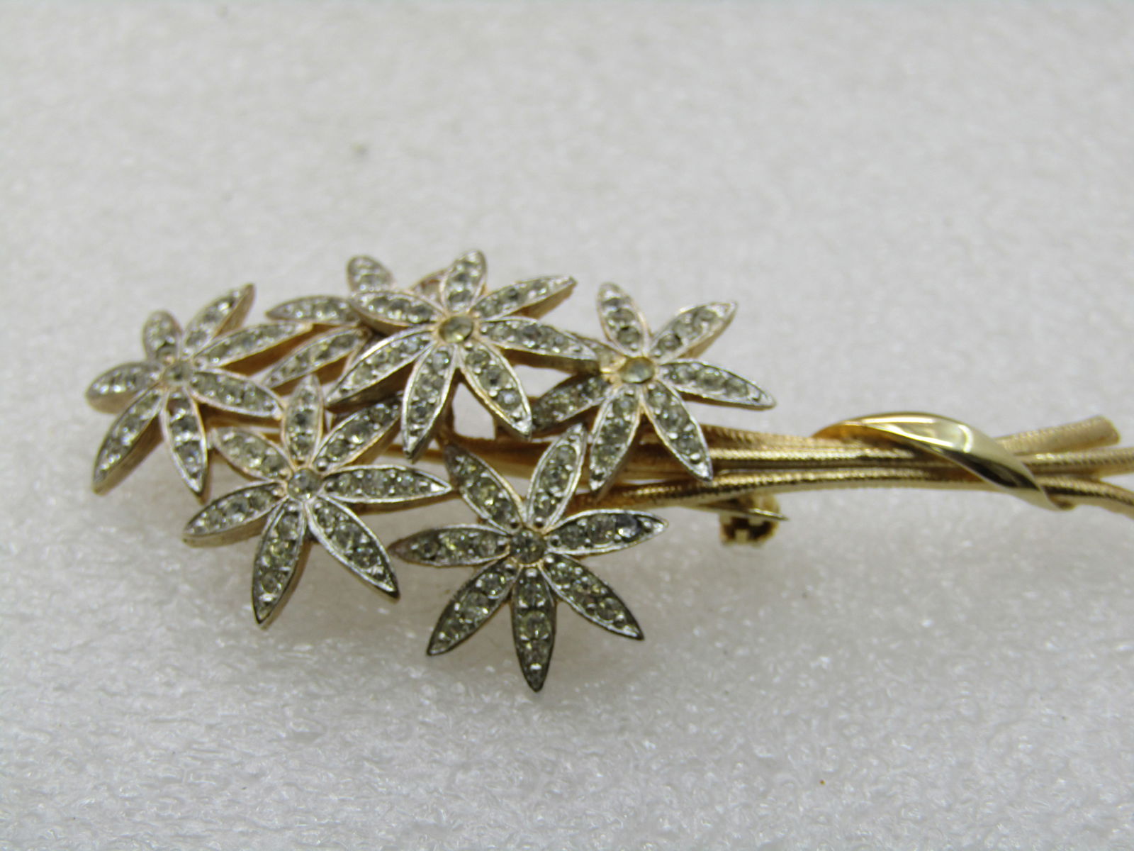 Vintage Rhinestone Floral Bouqet Brooch, Two-Tone, 2.5" - 5