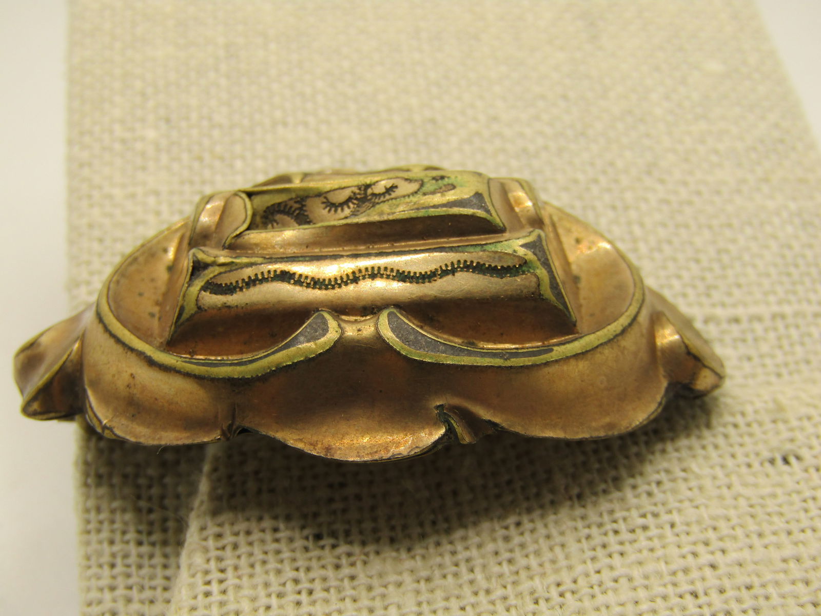 Victorian Raised Brooch, C-Clasp, Damaged on Top. 2" - 3