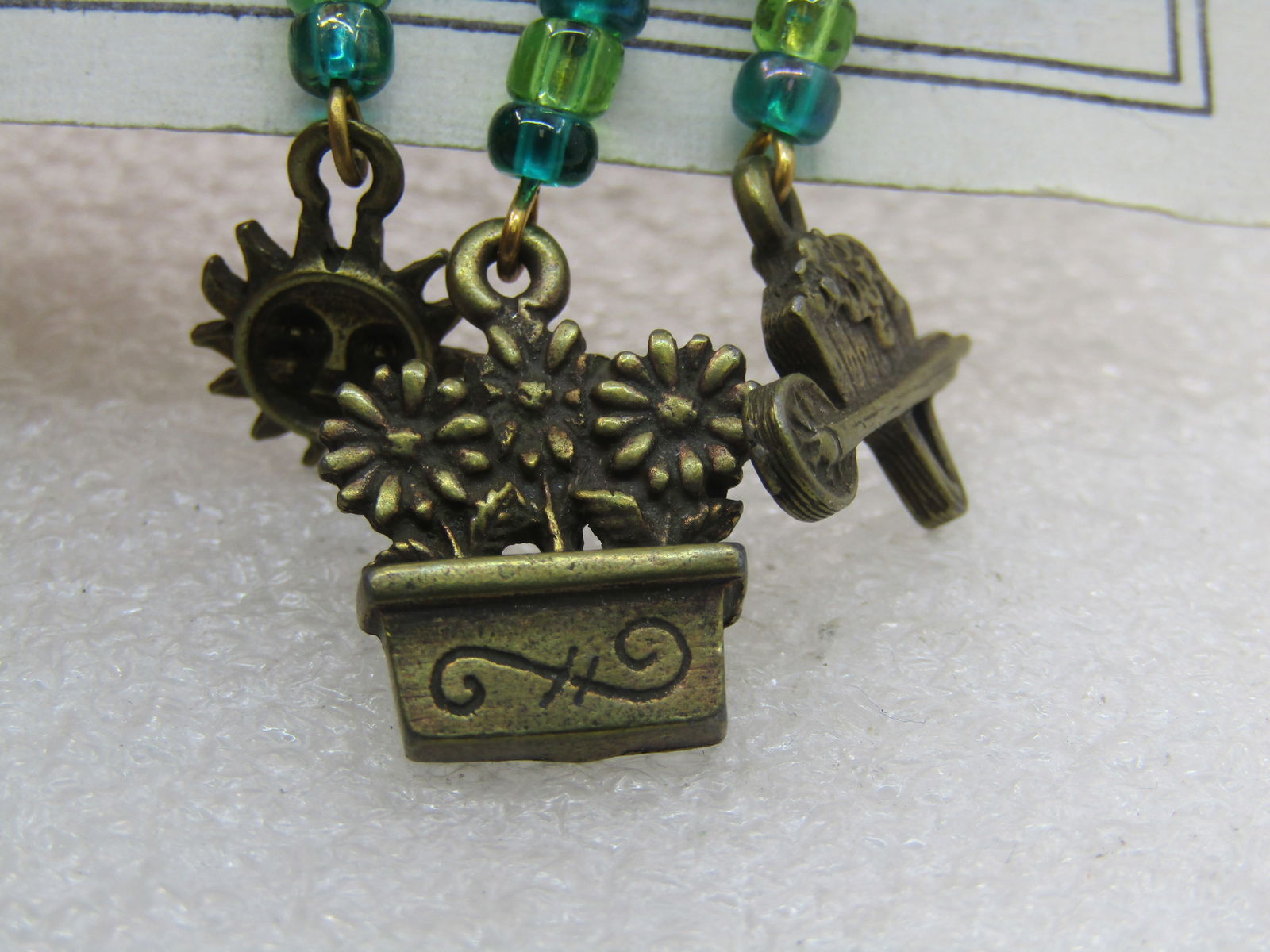 Vintage Porcelain Painted Floral Brooch with Dangles, signed Pamela Iobst Designs - 6