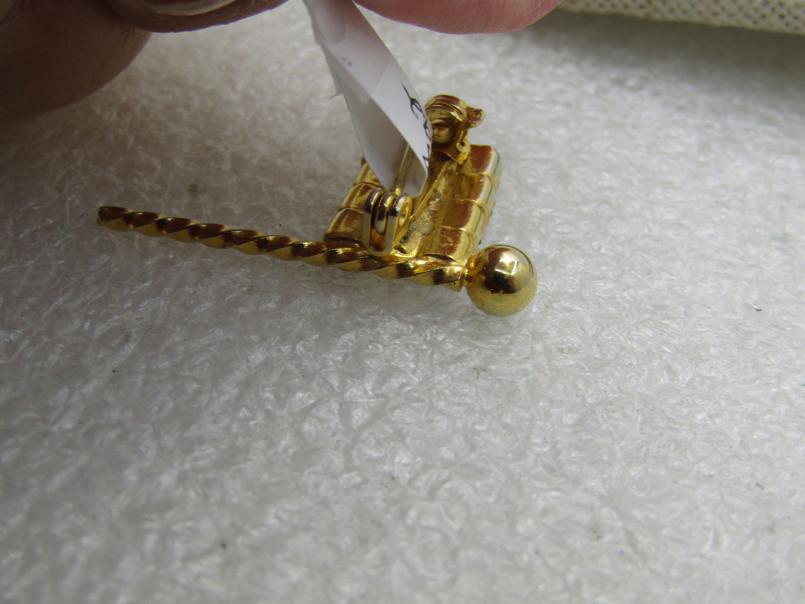 U.S.A. Rhinestone Flag Brooch, Red, White, Blue, Gold Tone - 4