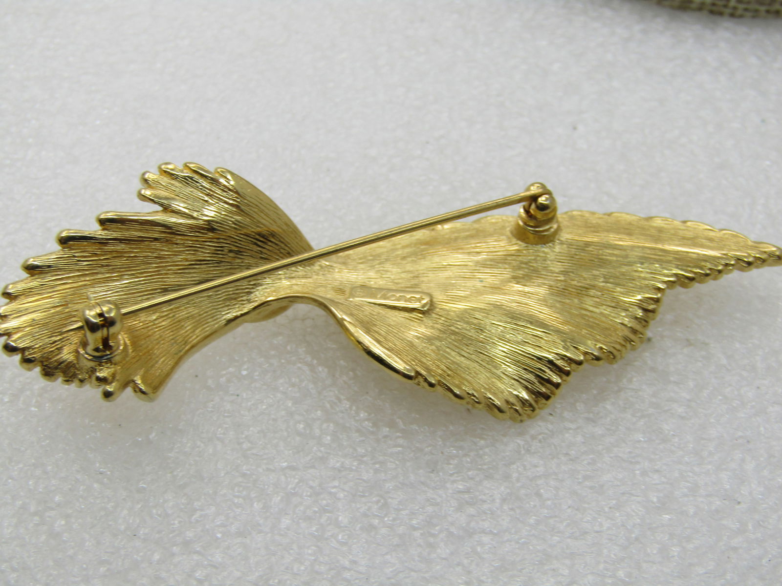 Vintage Monet Stylized Leaf Brooch, 1960's, Gold Tone 3" - 6