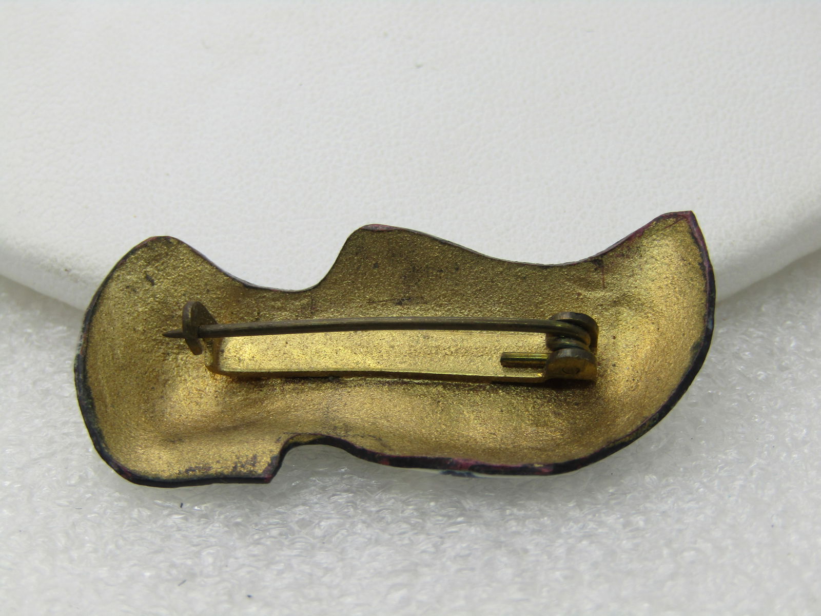 Vintage Enameled Windmill Dutch Shoe Brooch Over Brass, 1.75", Mid-Century - 4