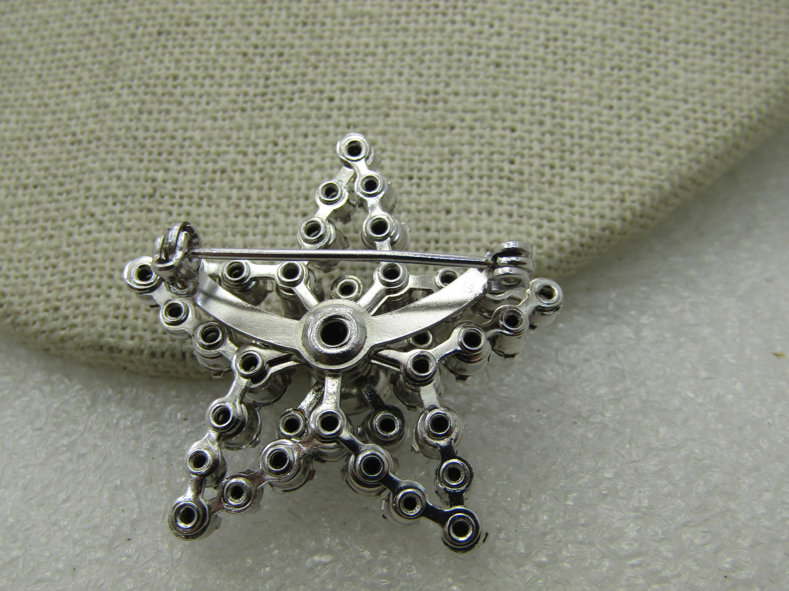 Vintage Blue Rhinestone Tiered Star Brooch, 1.5" - 6