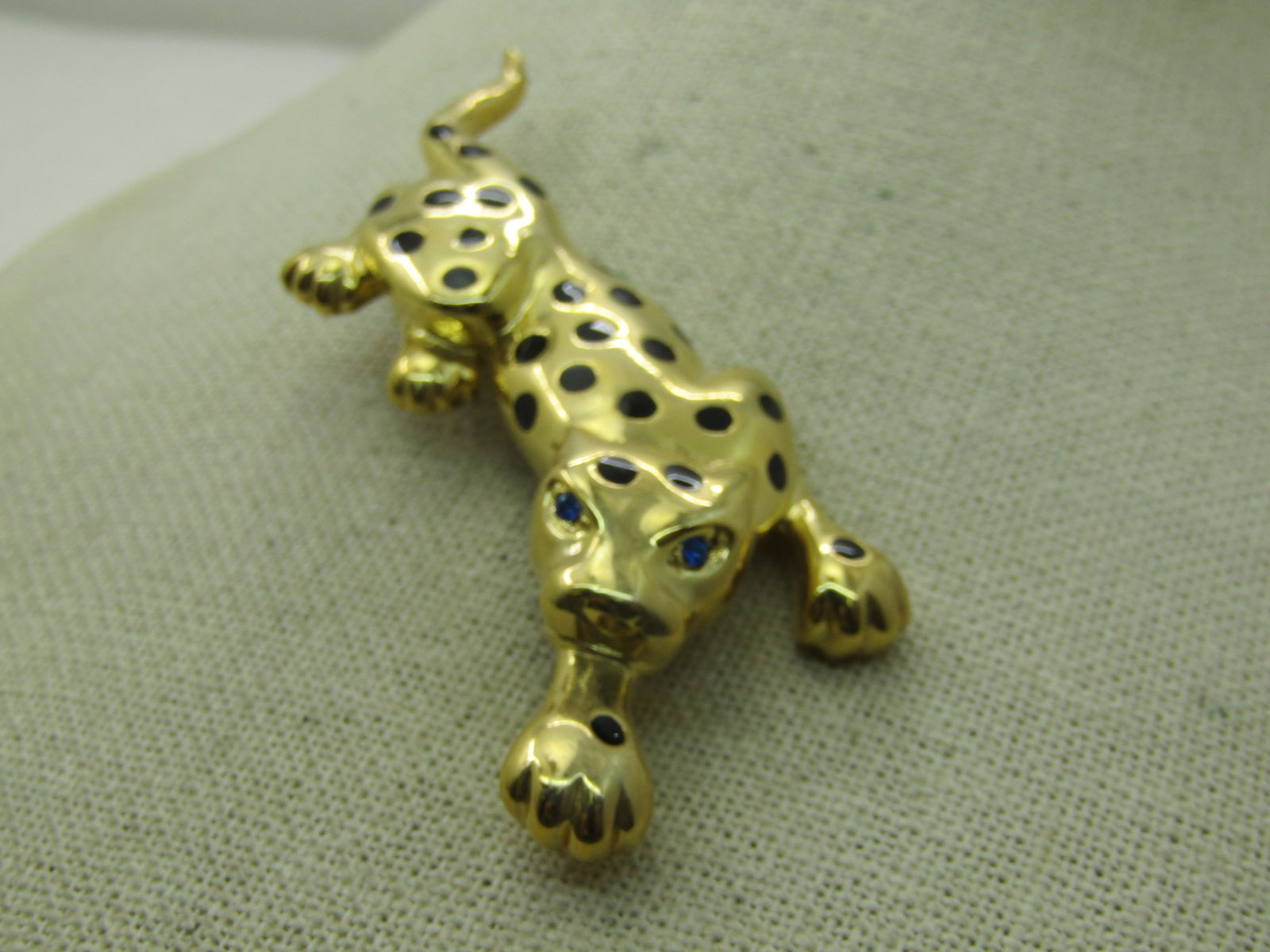 Vintage Enameled Leopard Brooch, 3.5", Gold Tone - 2