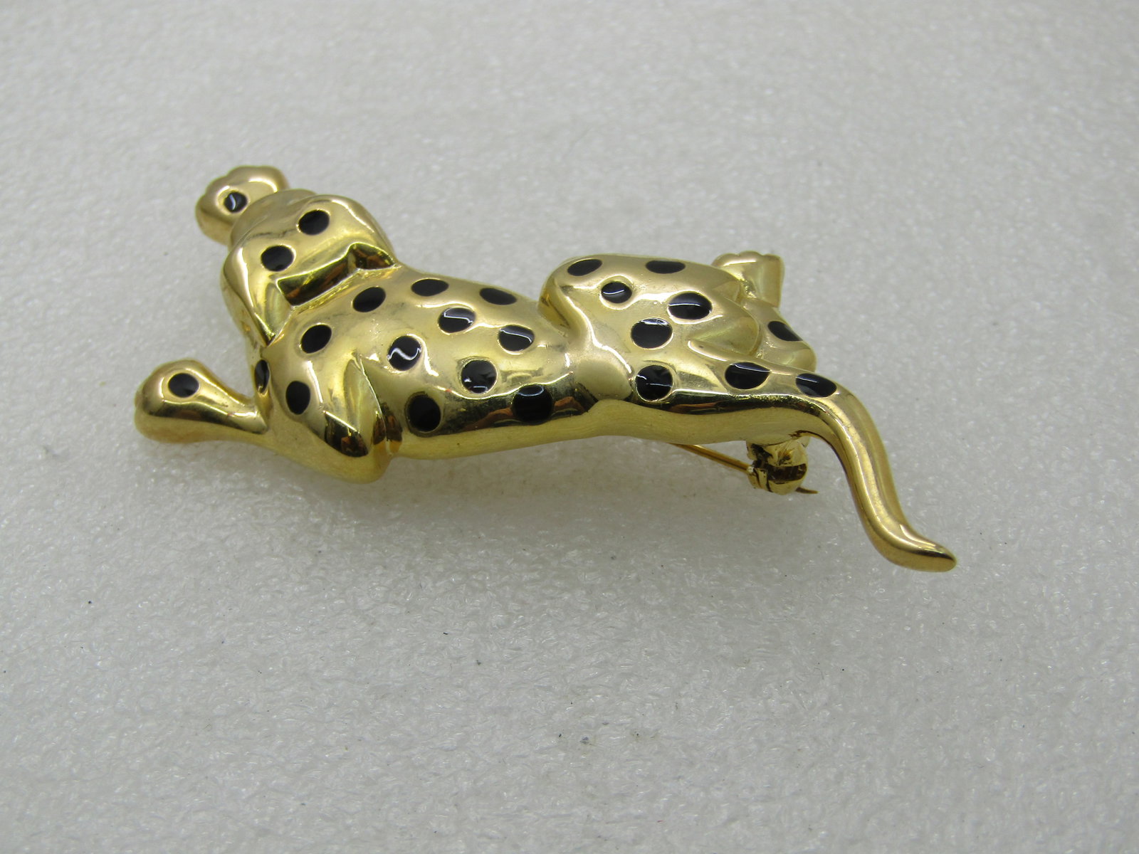 Vintage Enameled Leopard Brooch, 3.5", Gold Tone - 6