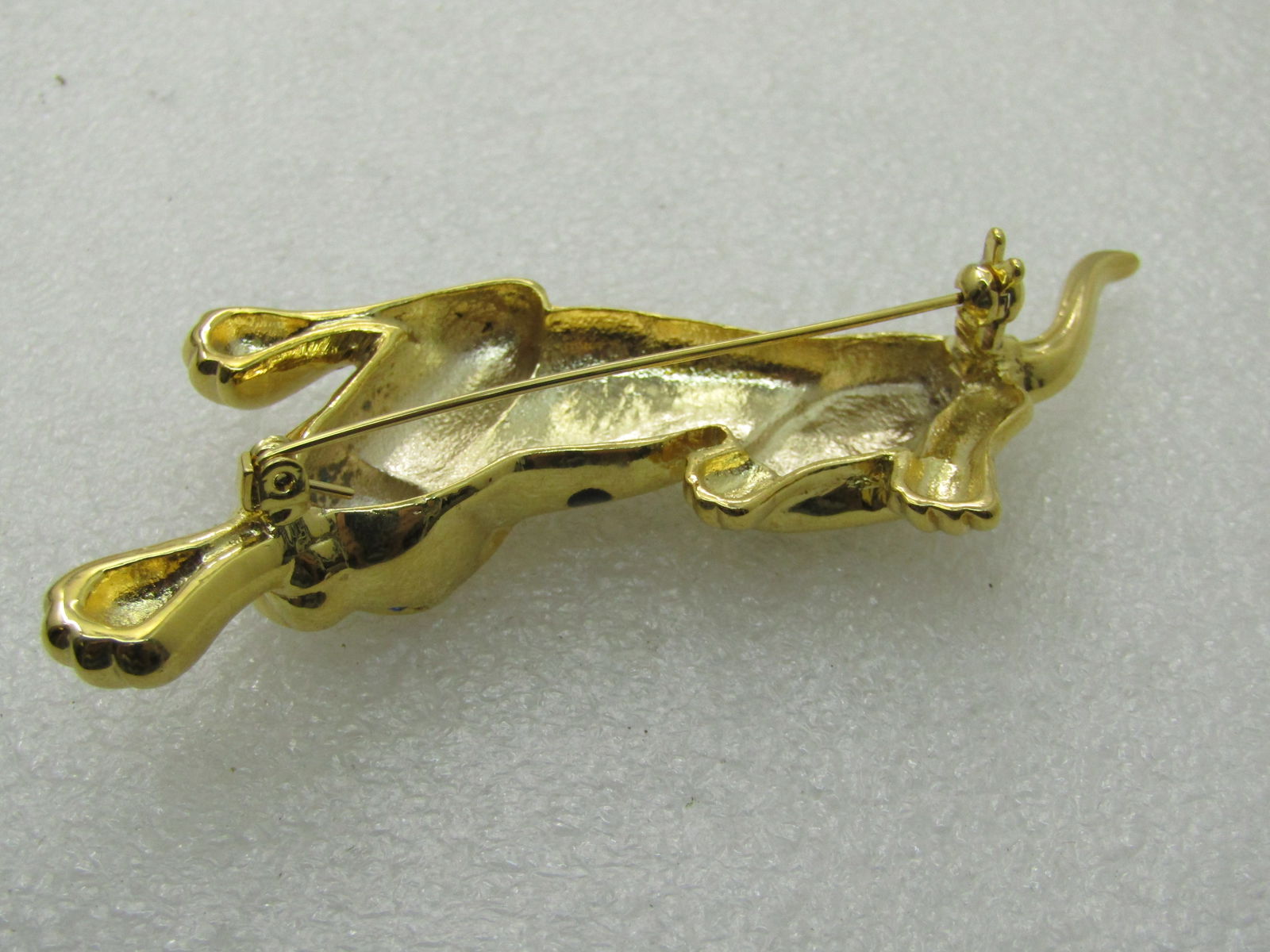 Vintage Enameled Leopard Brooch, 3.5", Gold Tone - 7