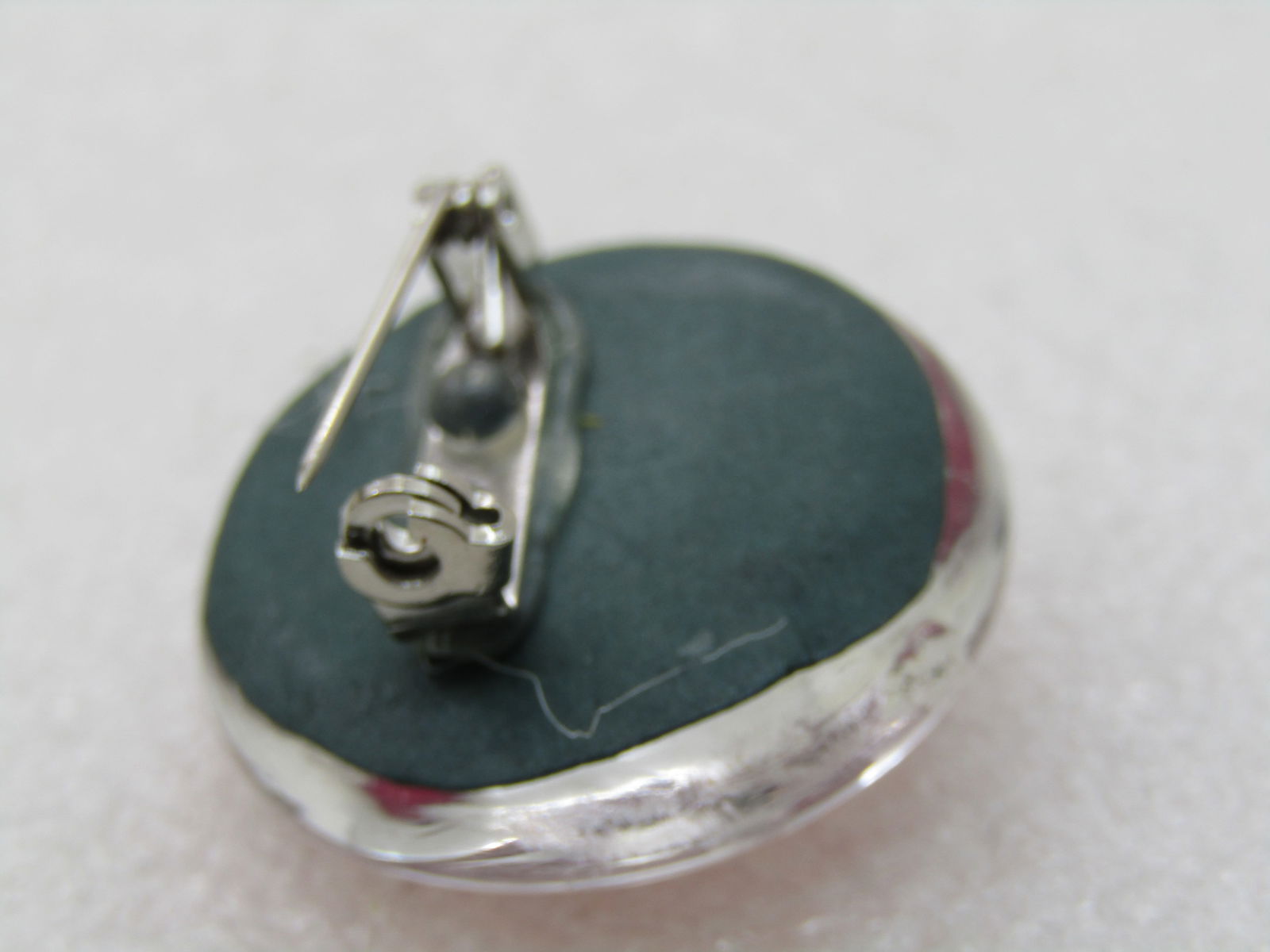 Vintage Glass Floral Reverse Painted Brooch, Pink Blossom, 1" - 5