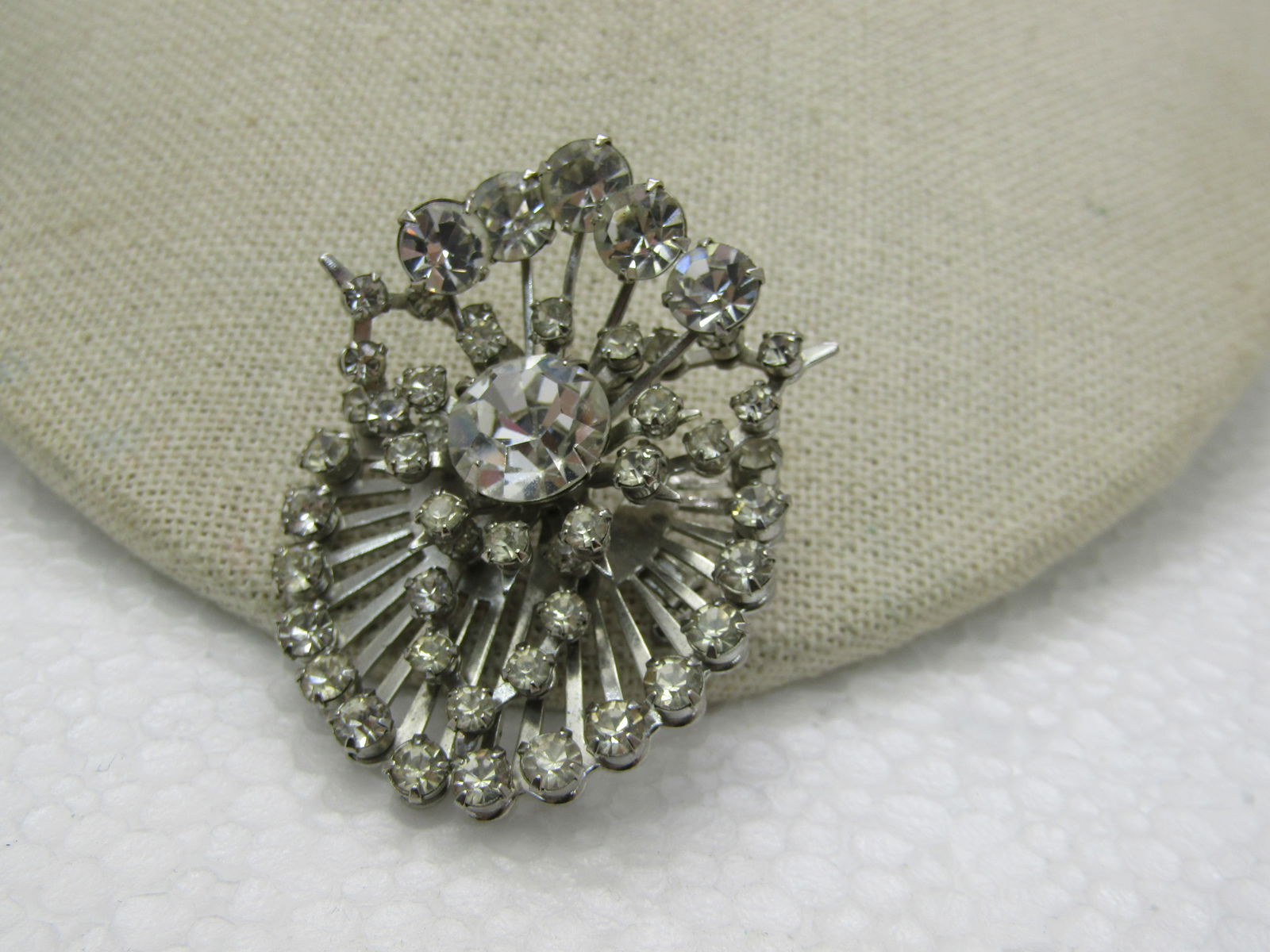 Vintage Art Deco Rhinestone Statement Brooch, 2",1930's- 1940's - 3