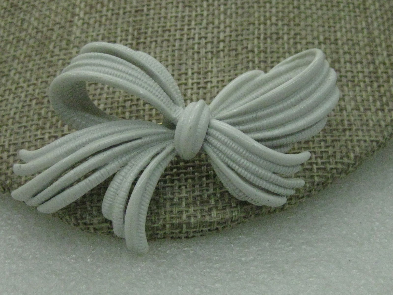 Vintage Monet White Bow Brooch 2", 1960's-1970's - 2