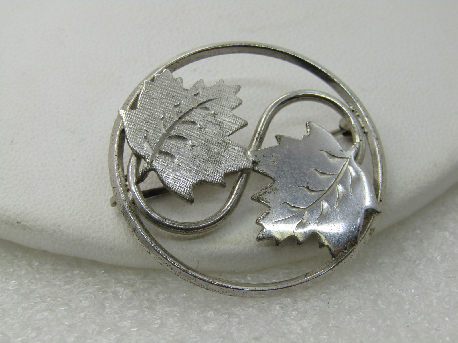 Vintage Sterling Silver Lamode Leaf Brooch, 1.25", 1960's-1970's - 2