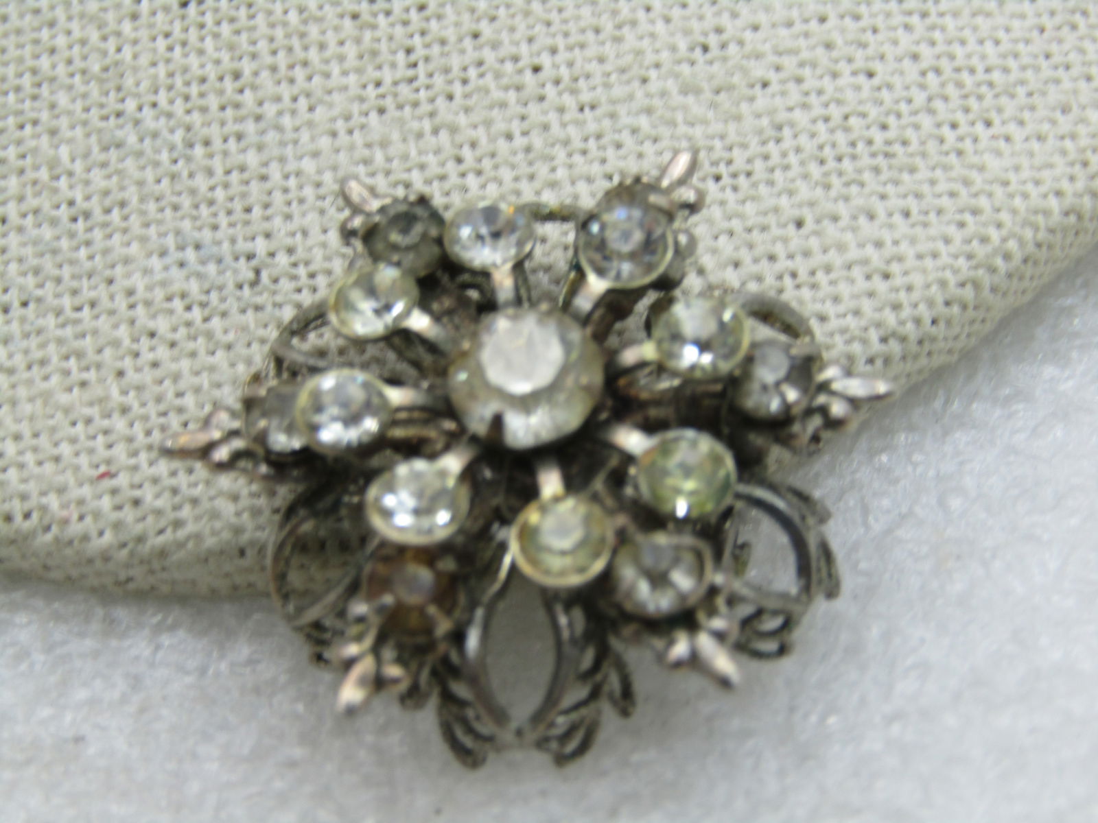 Vintage Tiered Rhinestone Brooch, Snowflake/Star, Filigree, 1-1/8" - 3