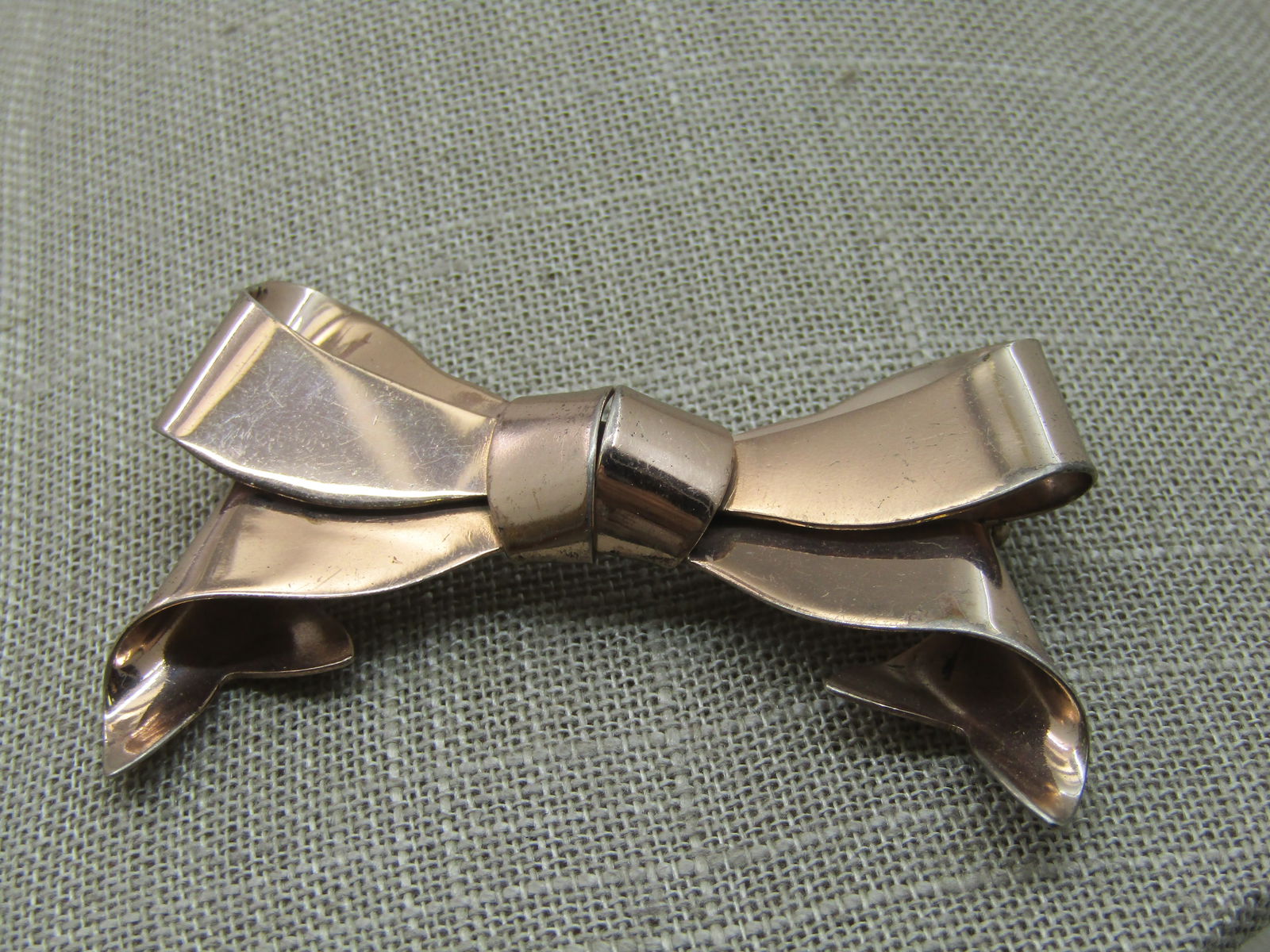 Vintage Napier Sterling Bow Brooch, Gold washed. 2.5" - 2