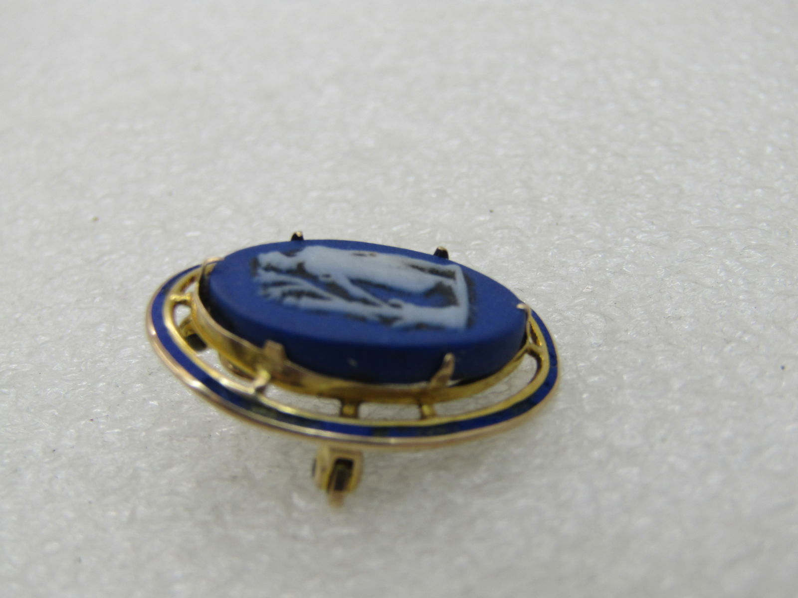 Vintage 10kt Wedgwood Cameo Enameled Brooch Pendant - 3