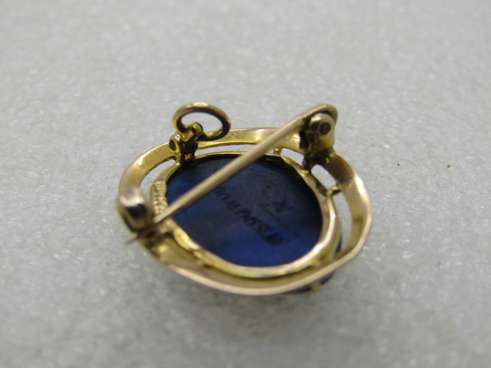 Vintage 10kt Wedgwood Cameo Enameled Brooch Pendant - 6