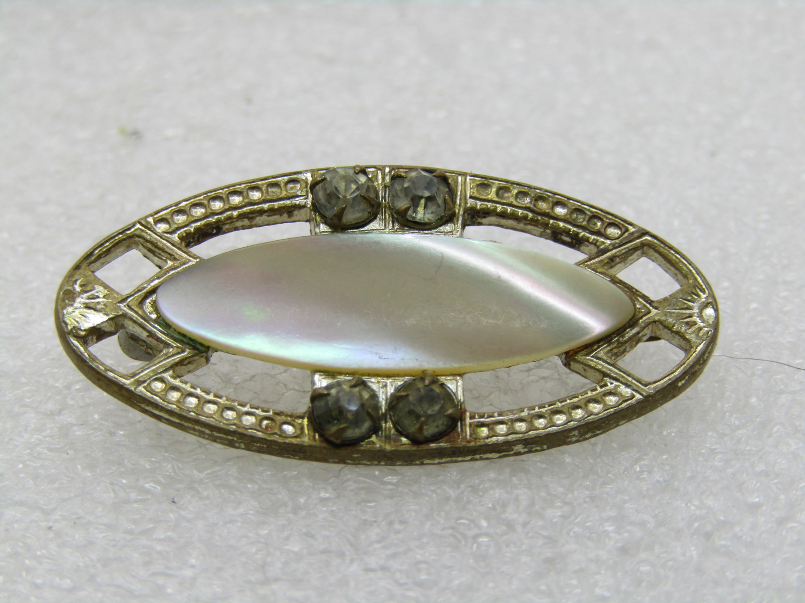 Vintage MOP Rhinestone Brooch, 1930's-1940's (1 of 4)